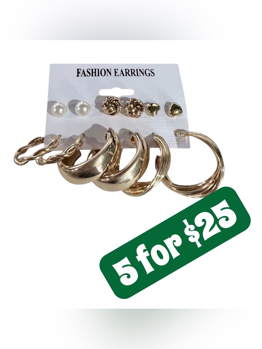 *5 ITEMS FOR $25*6 Pairs Earrings -Hoops & Studs